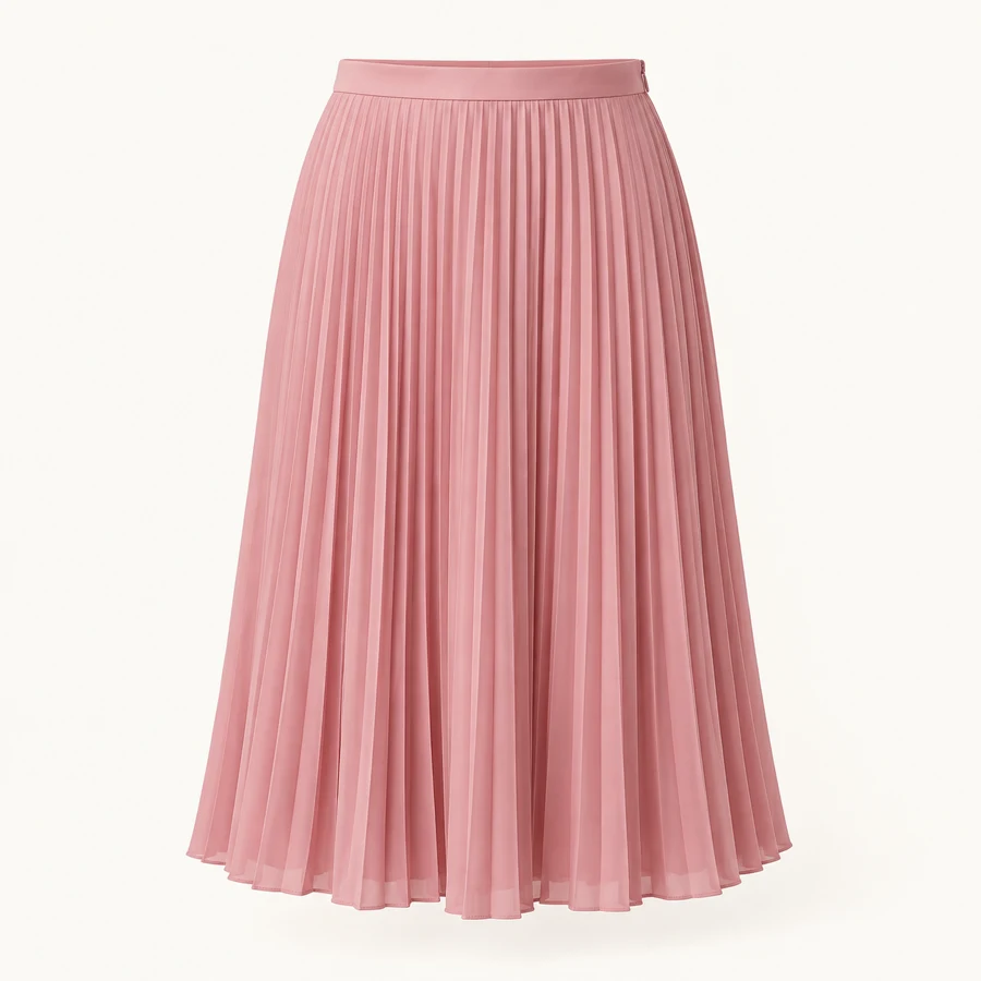 Rosewater Pleated Midi Skirt in Rose Pink