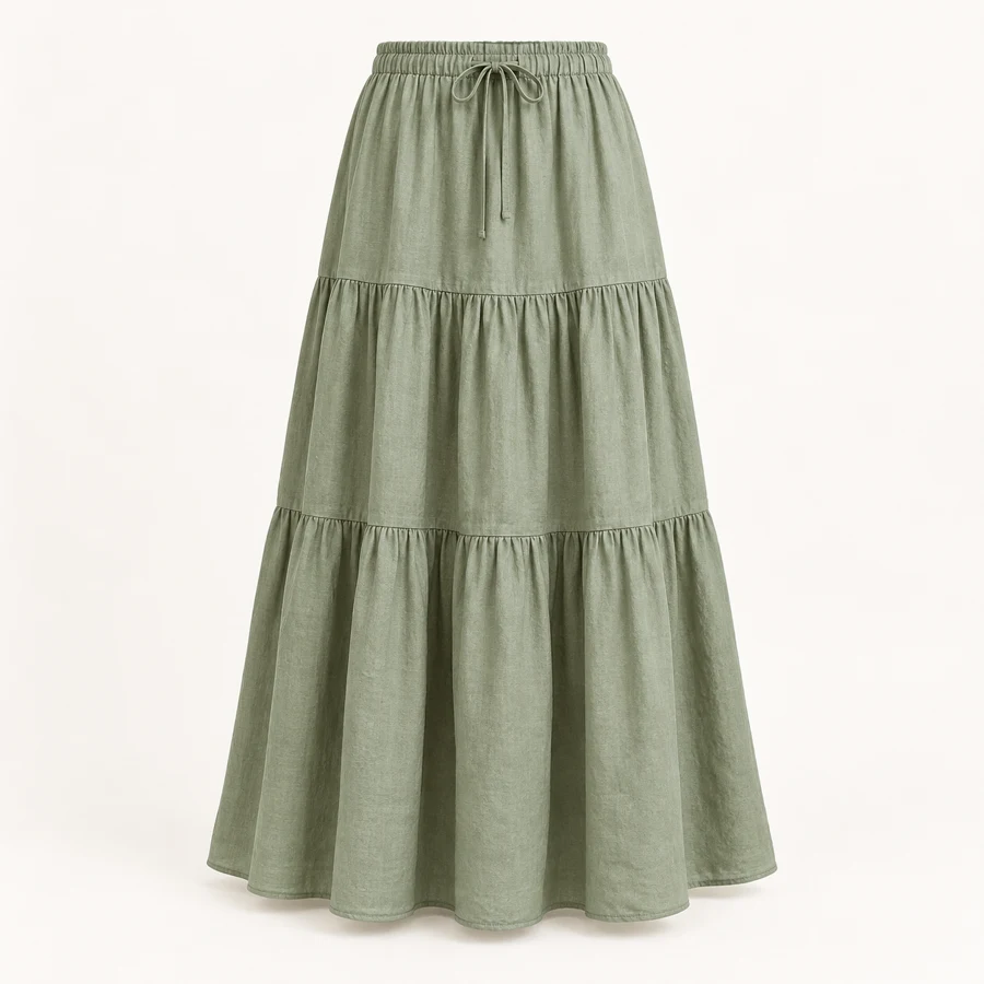 Garden Bow Tiered Skirt in Sage