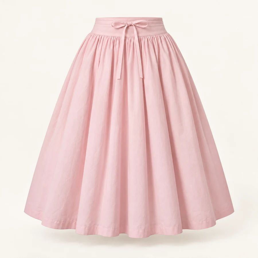 Ballet Ribbon Midi Skirt in Ballet Pink